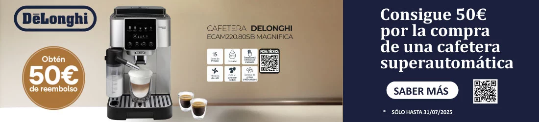 Consigue 50€ de reembolso al comprar tu cafetera superautomática Delonghi
