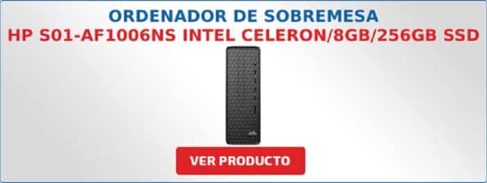Ordenador de sobremesa HP S01-aF1006ns Intel Celeron/8GB/256GB SSD