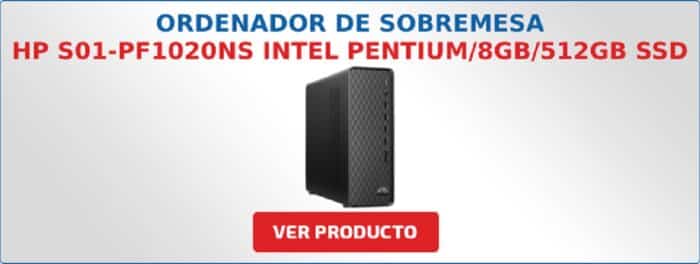 ordenador sobremesa HP S01-pF1020ns Intel Pentium/8GB/512GB SSD