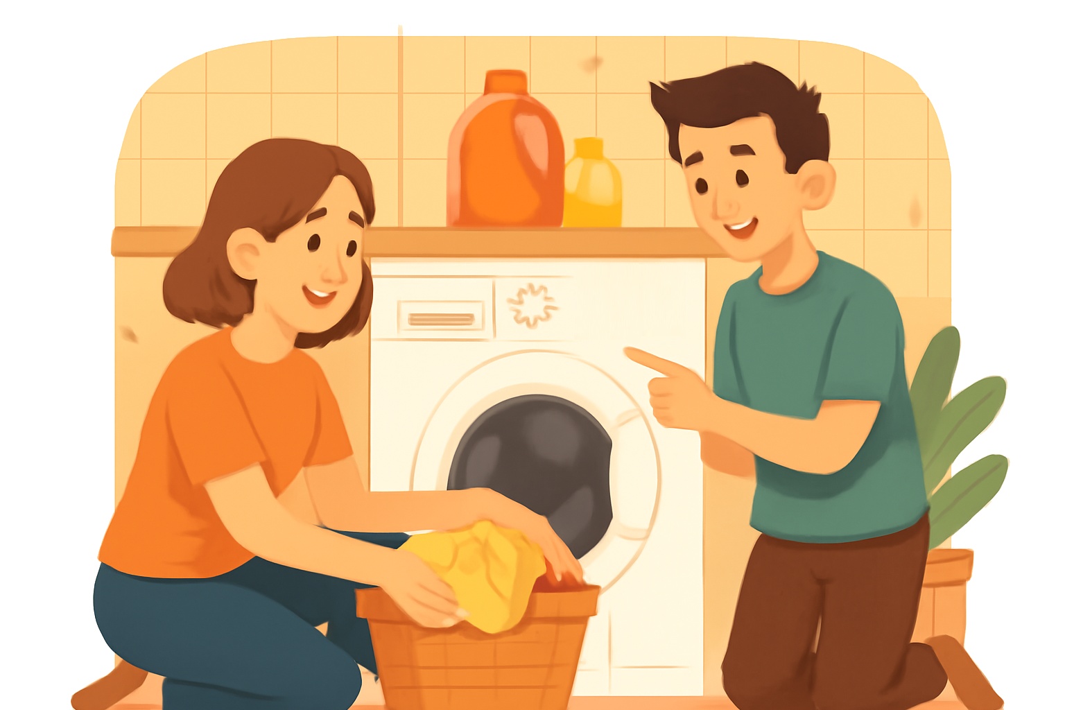 Una pareja utiliza su lavadora de 8 kg