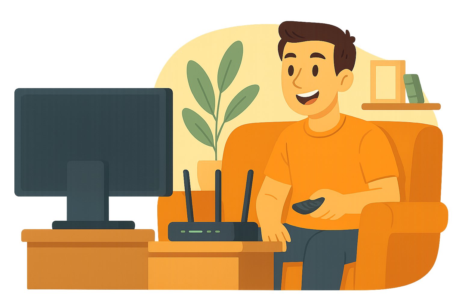Un hombre ve un contenido en su smart TV conectada a internet.