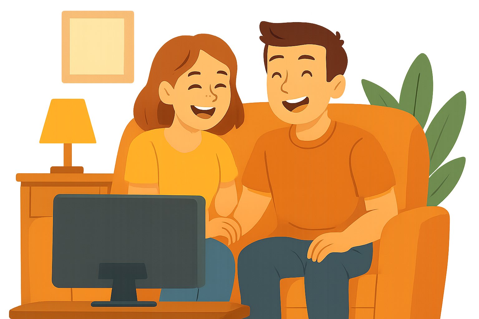 Pareja ve la televisión smart tv